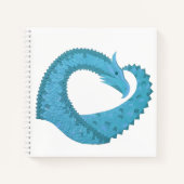 Carnet Dragon cardiaque turquoise en blanc (Devant)