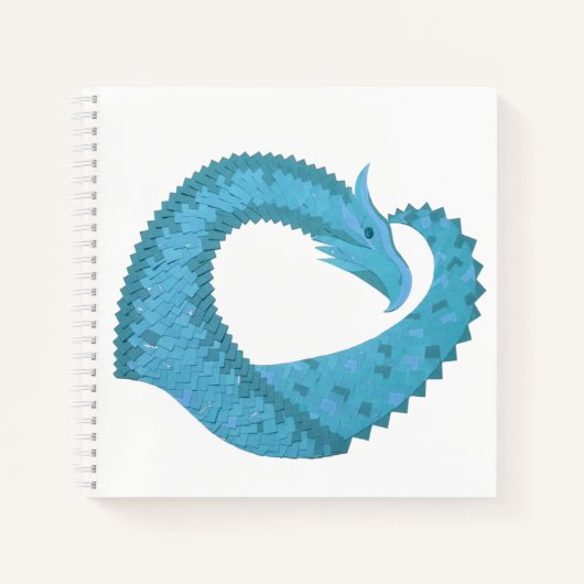 Carnet Dragon cardiaque turquoise en blanc (Devant)