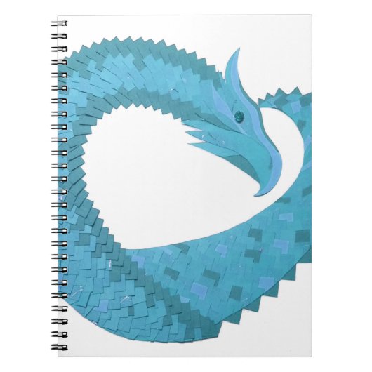 Carnet Dragon cardiaque turquoise en blanc (Devant)