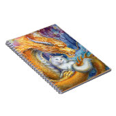 Carnet Dragon Chinois Ardente & Chat Blanc dans la Forêt (Côté Droit)