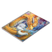 Carnet Dragon Chinois Ardente & Chat Blanc dans la Forêt (Côté gauche)