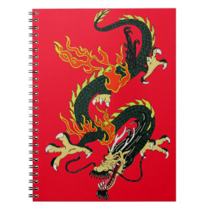Carnet dragon chinois noir