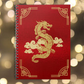 Carnet Dragon chinois rouge et or