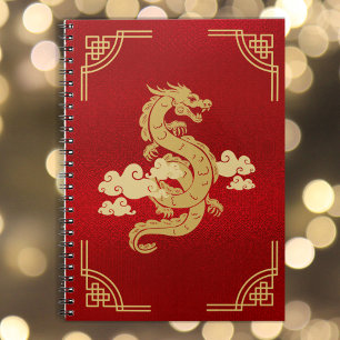 Carnet Dragon chinois rouge et or