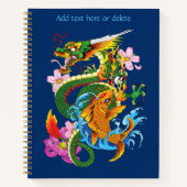 Carnet Dragon chinois vert Koi (Devant)