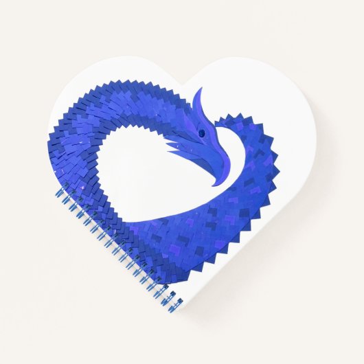 Carnet Dragon de coeur bleu sur blanc (Devant)