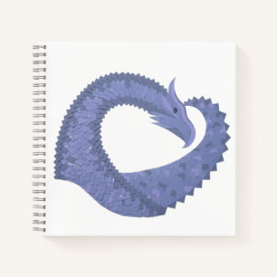 Carnet Dragon de coeur gris bleu sur blanc