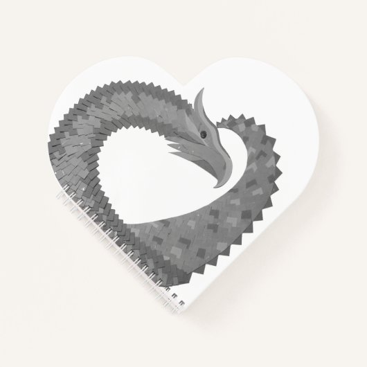 Carnet Dragon de coeur gris sur blanc (Devant)