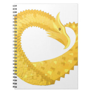 Carnet Dragon de coeur jaune sur blanc