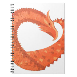 Carnet Dragon de coeur orange sur blanc