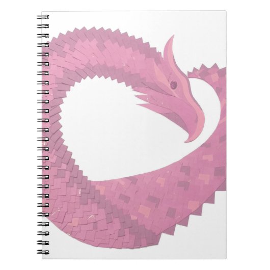 Carnet Dragon de coeur rose sur blanc (Devant)