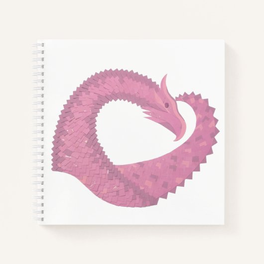 Carnet Dragon de coeur rose sur blanc (Devant)