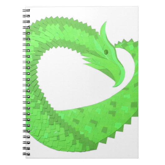Carnet Dragon de coeur vert citron blanc (Devant)