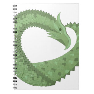 Carnet Dragon de coeur vert olive blanc