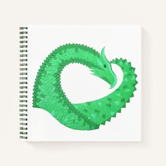 Carnet Dragon de coeur vert sur blanc (Devant)