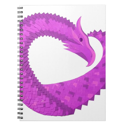 Carnet Dragon de coeur violet clair sur blanc (Devant)