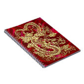 Carnet Dragon d'or embouti sur papier satin rouge (Côté Droit)