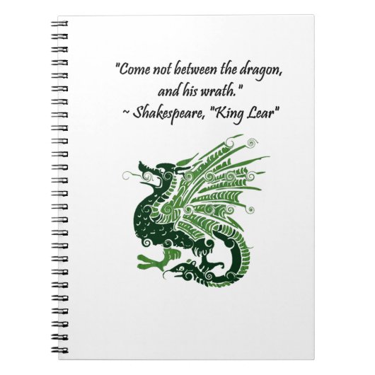 Carnet Dragon et sa colère Shakespeare King Lear Dessin (Devant)