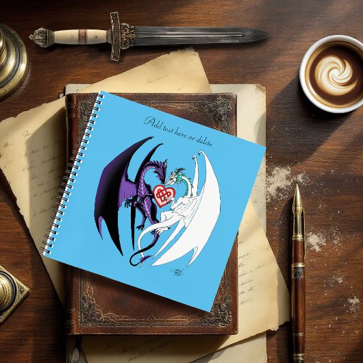Carnet Dragon Love Heart Blue