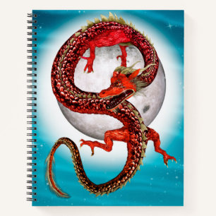 Carnet Dragon Lune Rouge Fantaisie Céleste Artistique