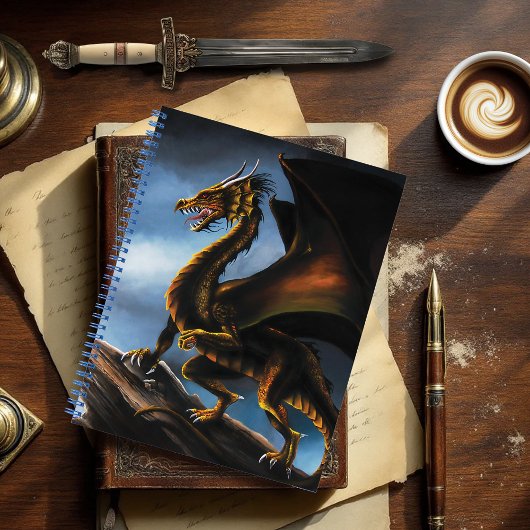 Carnet Dragon noir cuivre or