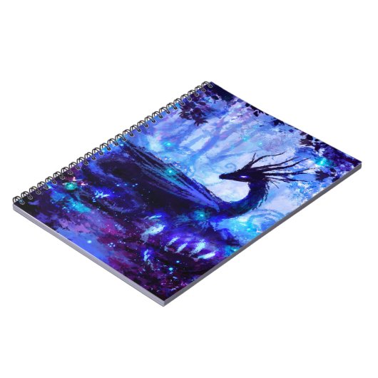 Carnet Dragon noir, scène de forêt nocturne. (Côté gauche)