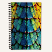 Carnet Dragon Reptile Balances Vert Bleu Jaune Armure (Recto)