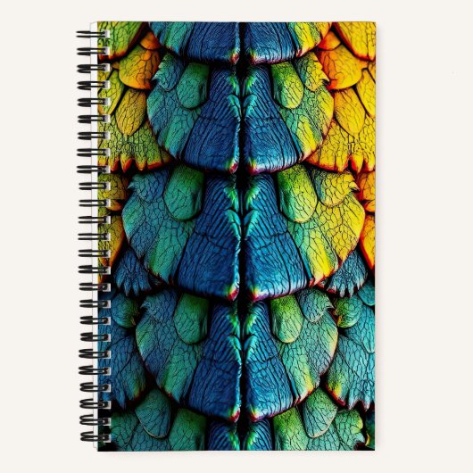 Carnet Dragon Reptile Balances Vert Bleu Jaune Armure (Recto)