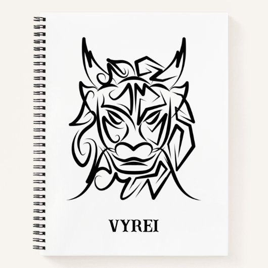Carnet Dragon tribal noir et blanc (Devant)