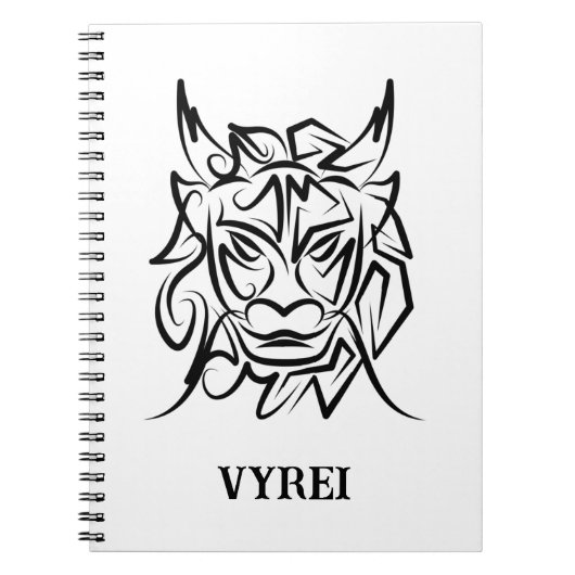 Carnet Dragon tribal noir et blanc (Devant)