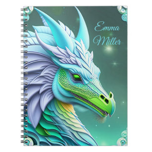 Carnet Dragon turquoise, digital art fantasmagorique