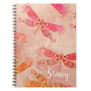 Carnet Dragonflies Boho en rose