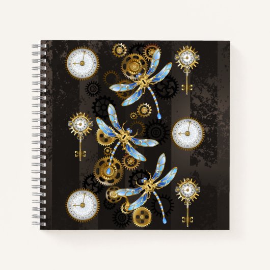 Carnet Dragonflies de Steampunk sur arrière - plan rayé b (Devant)