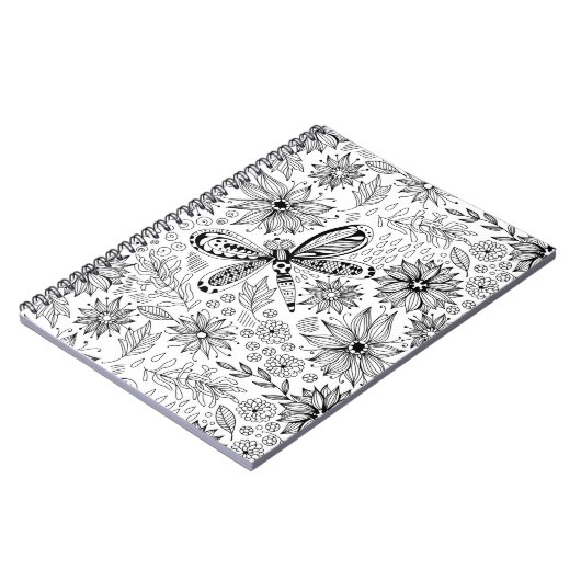 Carnet Dragonfly et doodle de fleurs (Côté gauche)