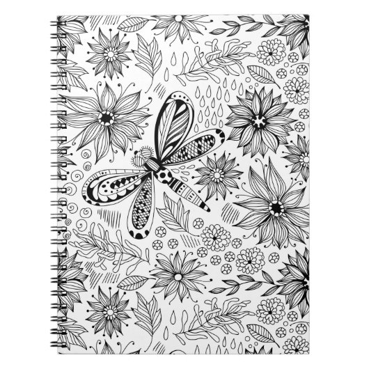Carnet Dragonfly et doodle de fleurs (Devant)