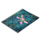 Carnet Dragonfly rose Gold sur Turquoise Floral Arrière - (Côté gauche)