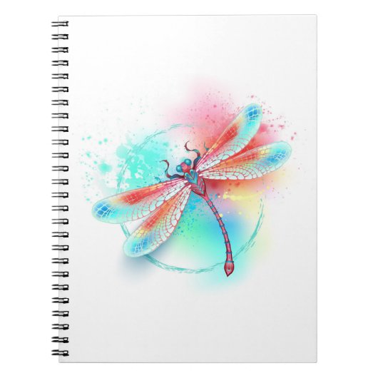Carnet Dragonfly rouge sur l'arrière - plan aquarelle (Devant)