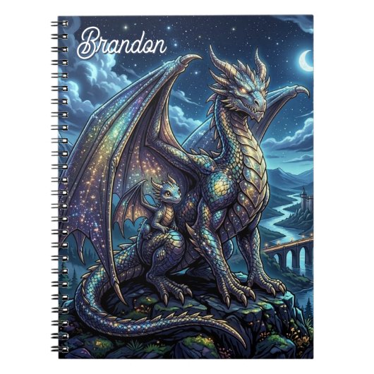 Carnet Dragons Célestes au Clair de Lune Personnalisés (Devant)