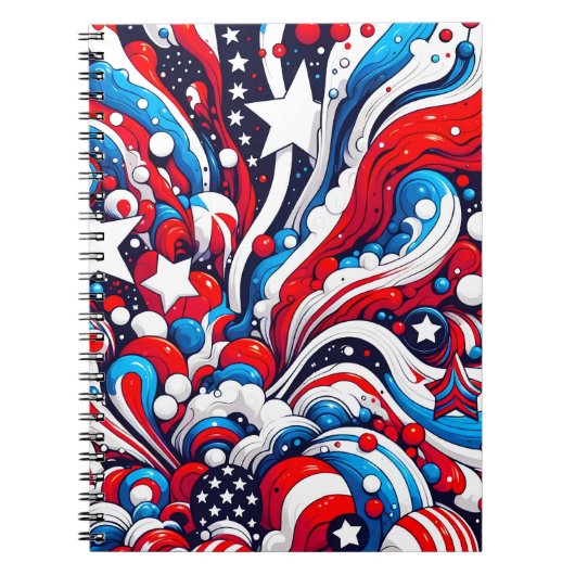 Carnet Drapeau américain Abstrait rouge, blanc et bleu (Devant)