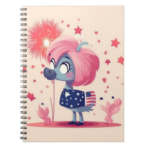 Carnet Drapeau américain avec Flamant rose Cartoon-69219