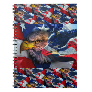 Carnet Drapeau américain de loup d'aigle chauve Patriotiq
