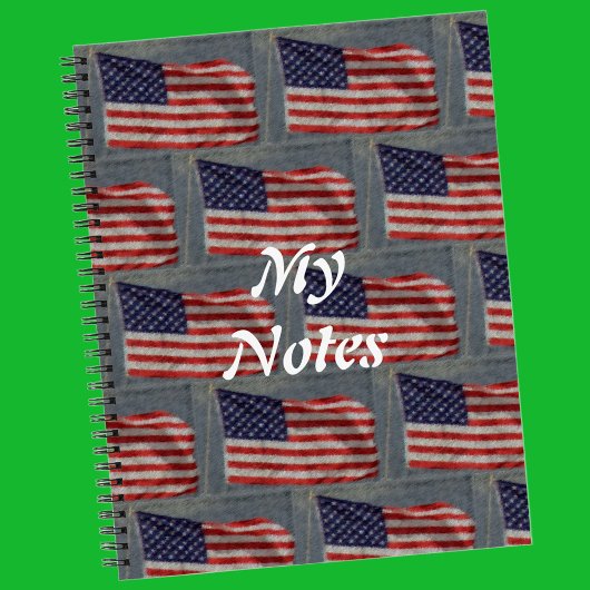 Carnet Drapeau américain étoilé et rayé avec texte blanc
