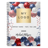 Carnet Drapeau américain rouge blanc bleu logo d'entrepri (Devant)