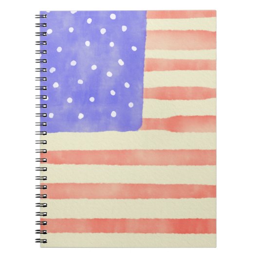 Carnet Drapeau américain rustique aquarelle (Devant)