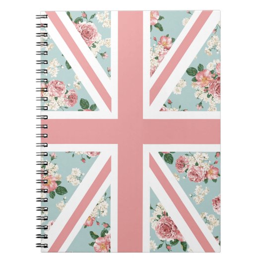 Carnet Drapeau anglais d'Union Jack de roses (Devant)