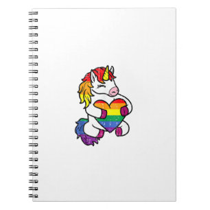 Carnet Drapeau Arc-en-ciel de cœur de licorne de fierté g