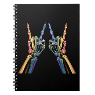 Carnet Drapeau arc-en-ciel LGBTQ cool main de squelette g