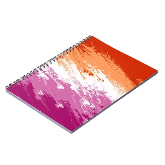 Carnet Drapeau de fierté lesbienne abstrait trippy ondulé (Côté gauche)