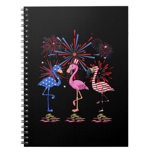 Carnet Drapeau Flamant rose américain pour le 4 juillet (Devant)