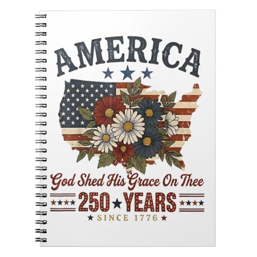 Carnet Drapeau Floral 250 Ans d'Amérique (Devant)